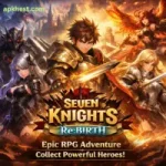 Seven Knights Re:BIRTH RPG heroes in battle.