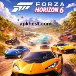 Forza Horizon 6 feature image showing supercars racing on a coastal road with mountains and beach background.